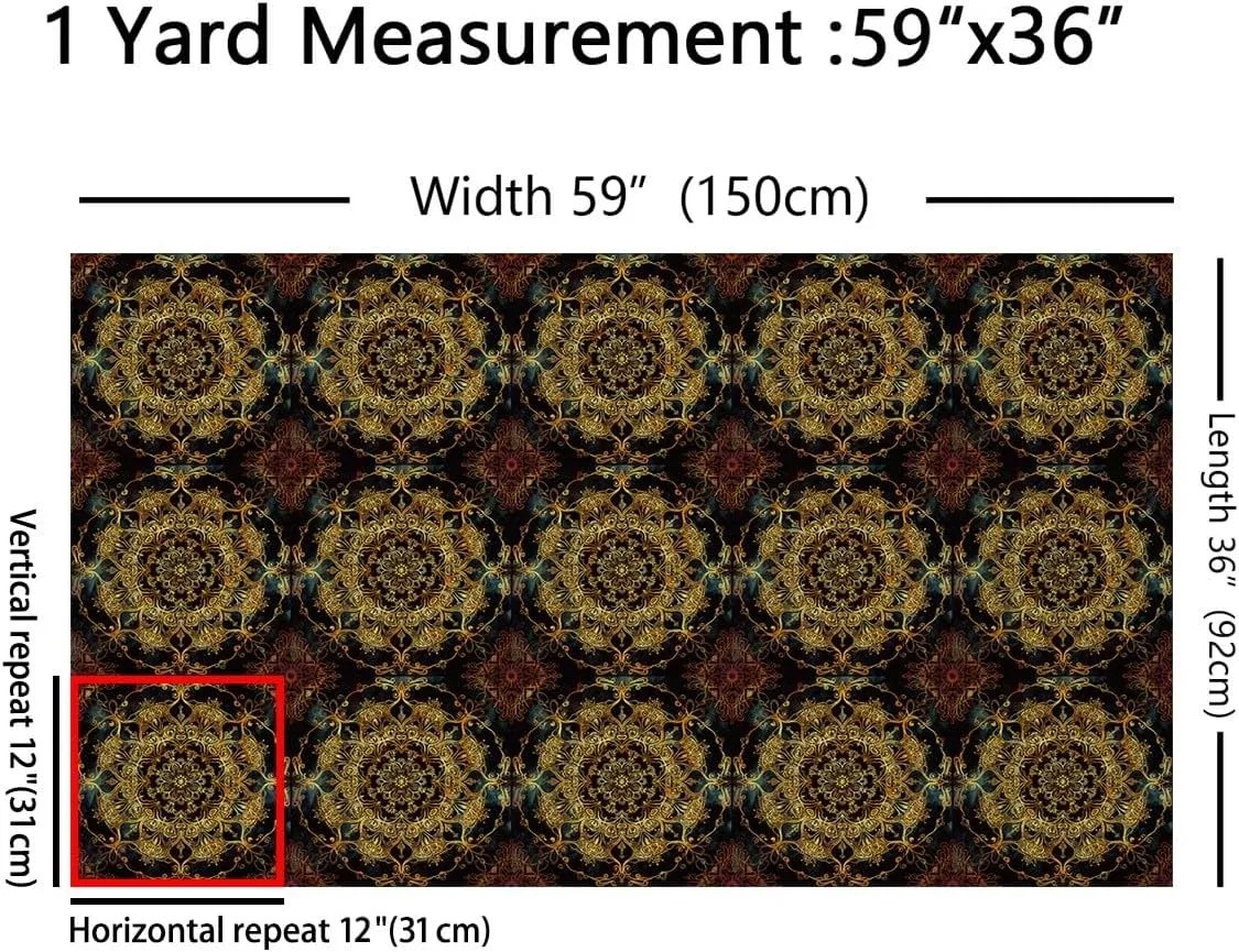 Feelyou Bohemian Fabric by The Yard 1 Yard Modern Ethnic Floral Decorative Waterproof Outdoor Fabric Exotic Style Upholstery Fabric for Chairs Luxury European Pattern DIY Reupholstery Fabric