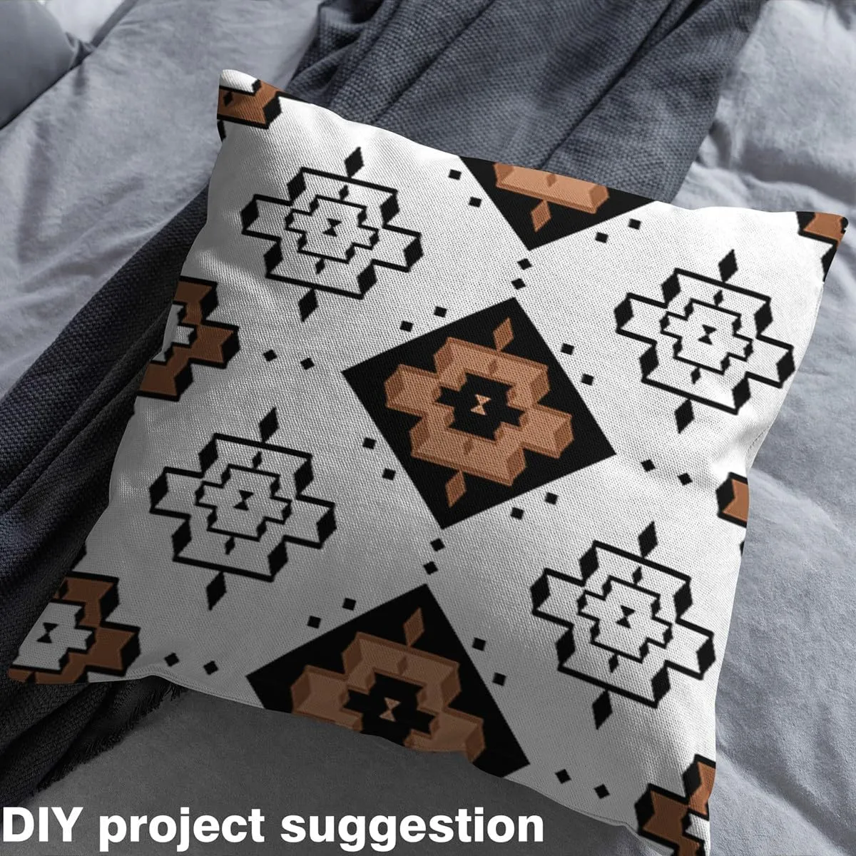Feelyou Bohemian Fabric by The Yard Kids 2 Yard Western Aztec Waterproof Outdoor Fabric for Adult Kids Boys Girls Rhomboid Geometric Upholstery Fabric for Chairs White Brown Reupholstery Fabric Decor