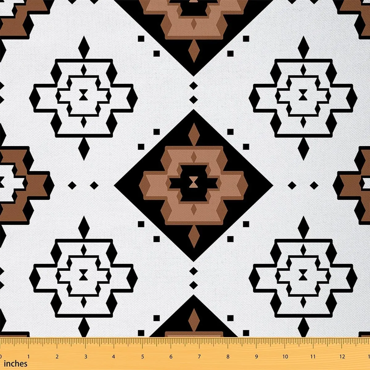 Feelyou Bohemian Fabric by The Yard Kids 2 Yard Western Aztec Waterproof Outdoor Fabric for Adult Kids Boys Girls Rhomboid Geometric Upholstery Fabric for Chairs White Brown Reupholstery Fabric Decor