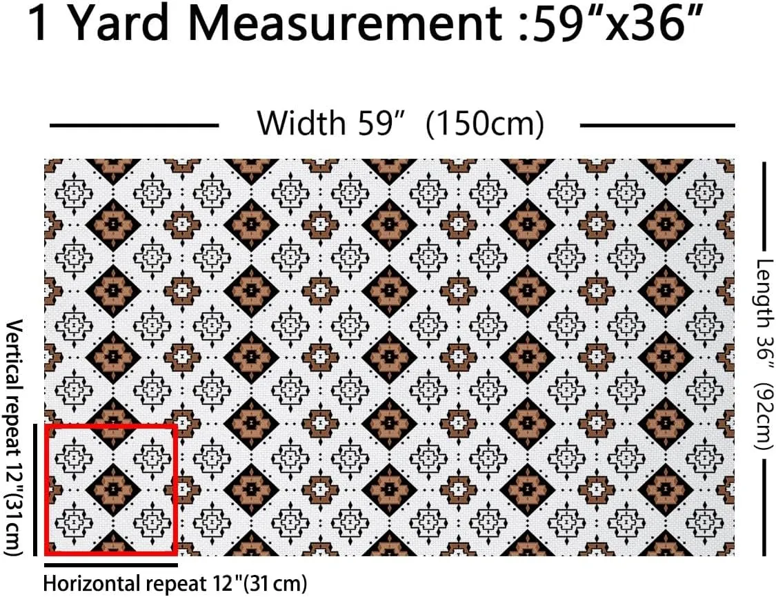 Feelyou Bohemian Fabric by The Yard Kids 2 Yard Western Aztec Waterproof Outdoor Fabric for Adult Kids Boys Girls Rhomboid Geometric Upholstery Fabric for Chairs White Brown Reupholstery Fabric Decor