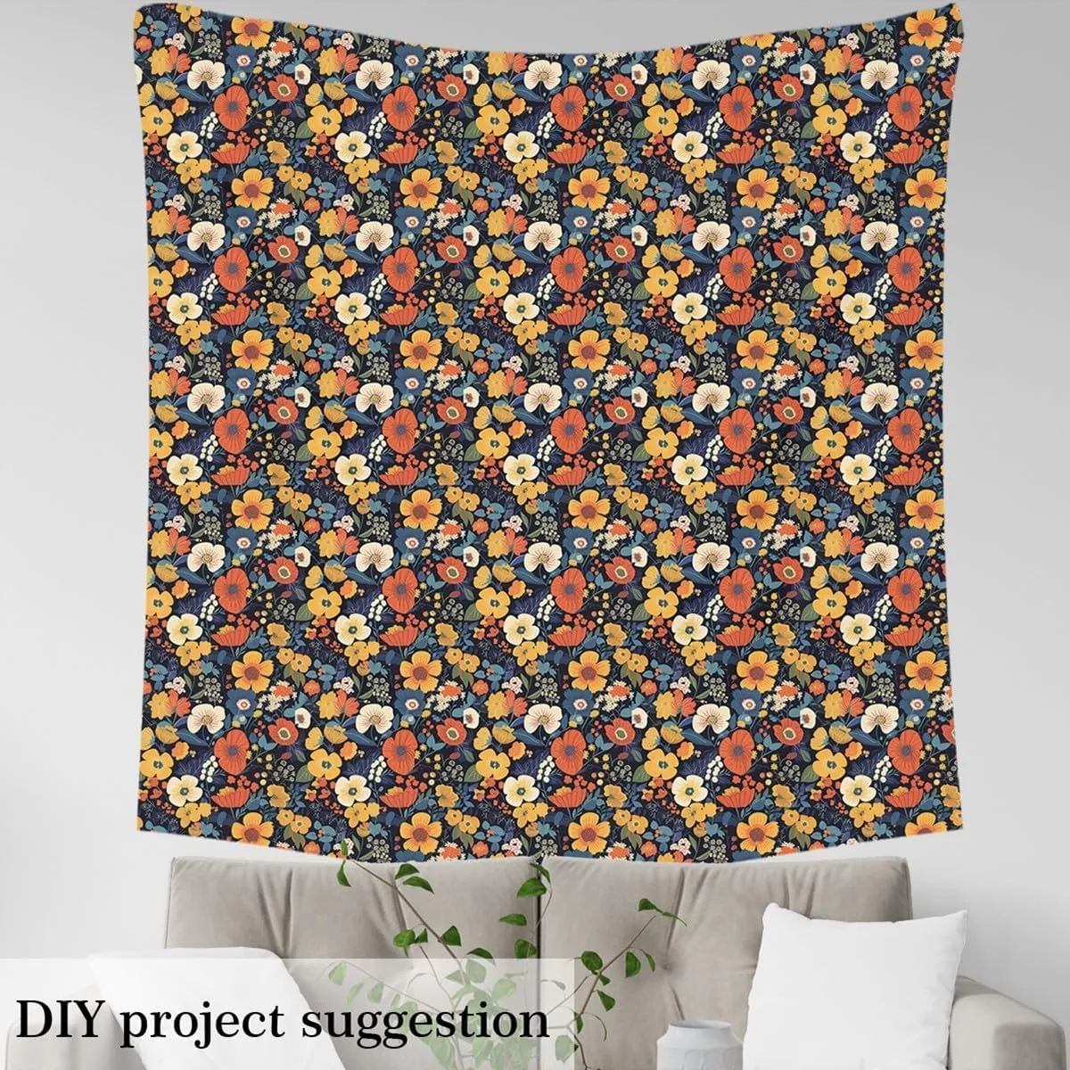 Feelyou Daisy Fabric by The Yard 2 Yards Daisy Floral Botanical Decorative Waterproof Outdoor Fabric Blossom Flowers Pattern Upholstery Fabric for Chairs Natural Theme DIY Reupholstery Fabric