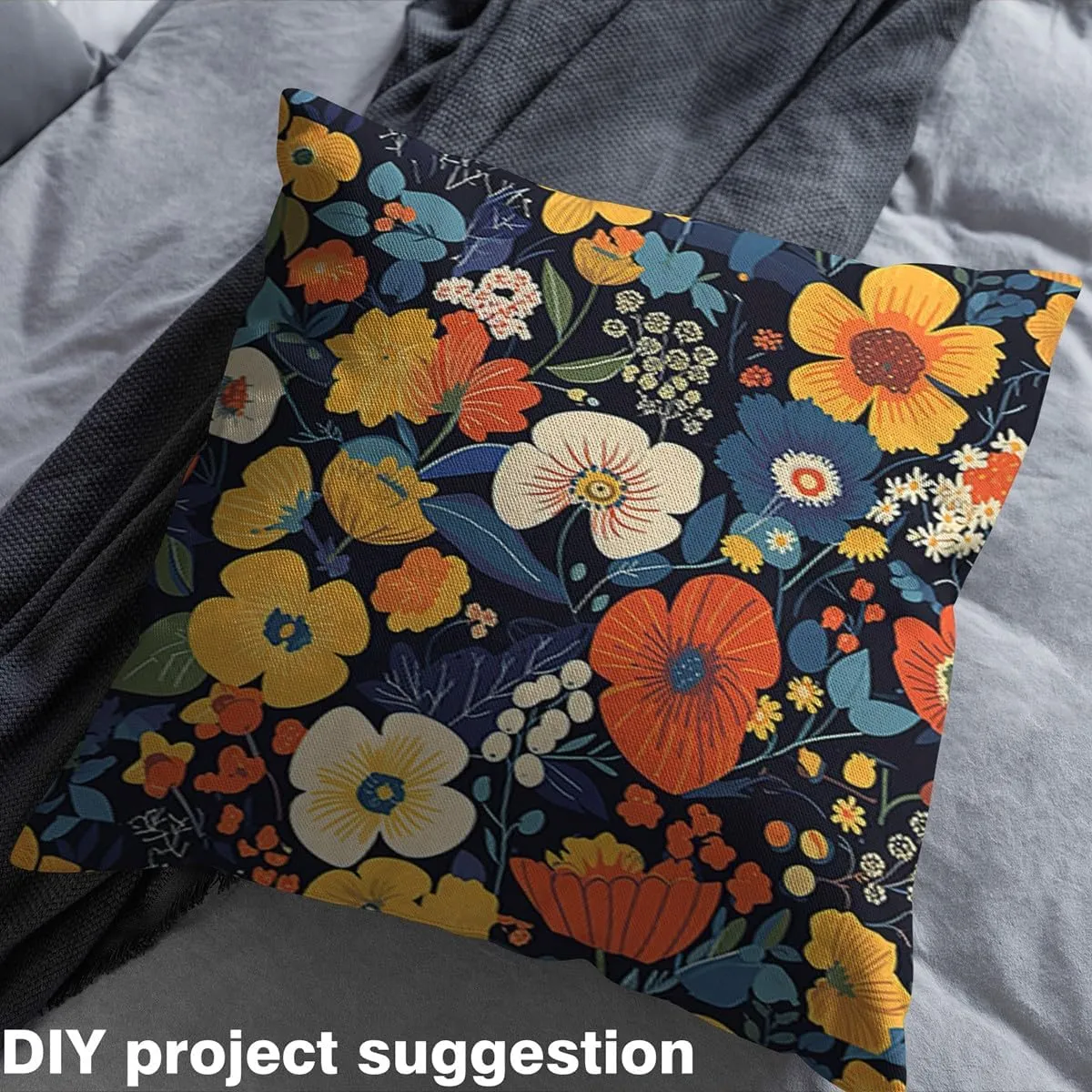 Feelyou Daisy Fabric by The Yard 2 Yards Daisy Floral Botanical Decorative Waterproof Outdoor Fabric Blossom Flowers Pattern Upholstery Fabric for Chairs Natural Theme DIY Reupholstery Fabric