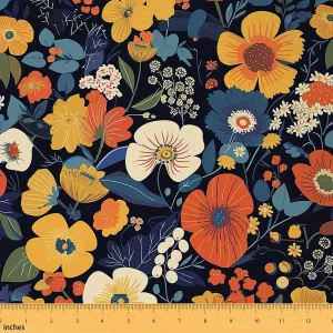 Feelyou Daisy Fabric by The Yard 2 Yards Daisy Floral Botanical Decorative Waterproof Outdoor Fabric Blossom Flowers Pattern Upholstery Fabric for Chairs Natural Theme DIY Reupholstery Fabric
