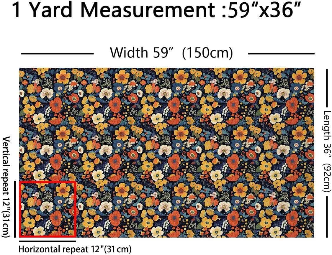 Feelyou Daisy Fabric by The Yard 2 Yards Daisy Floral Botanical Decorative Waterproof Outdoor Fabric Blossom Flowers Pattern Upholstery Fabric for Chairs Natural Theme DIY Reupholstery Fabric