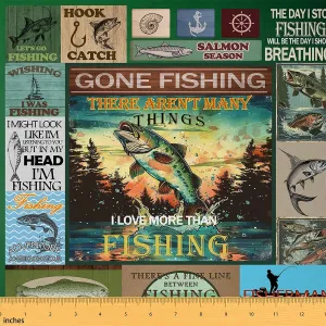 Feelyou Green Pike Fish Fabric by The Yard 2 Yards Bass Big Fish Upholstery Fabric for Chairs Fishing and Hunting Decorative Waterproof Outdoor Fabric Swordfish Fabric for Home DIY Projects Fisherman
