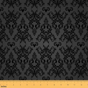 Feelyou Jacquard Outdoor Fabric for Chairs Boys Girls Teens 3 Yard Royal Black Jacquard Fabric by The Yard Kids Decor Floral Upholstery Fabric for Chairs Branches Reupholstery Fabric Decor Bedroom