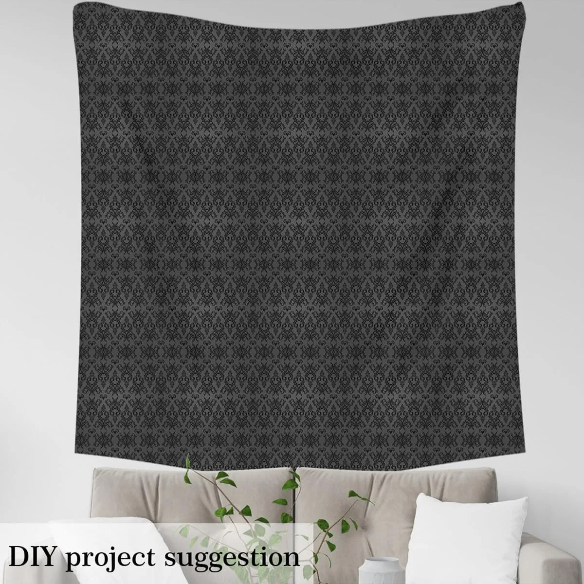 Feelyou Jacquard Outdoor Fabric for Chairs Boys Girls Teens 3 Yard Royal Black Jacquard Fabric by The Yard Kids Decor Floral Upholstery Fabric for Chairs Branches Reupholstery Fabric Decor Bedroom