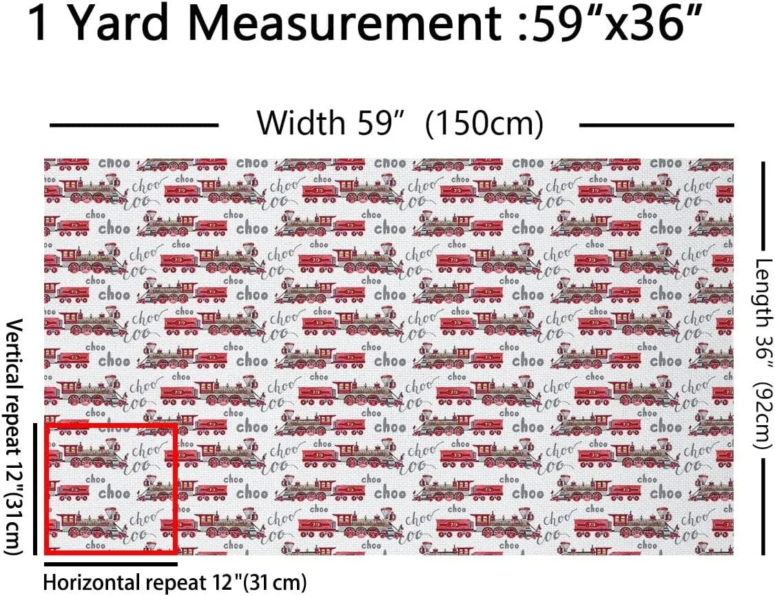 Feelyou Train Upholstery Fabric by The Yard,Cartoon Car Reupholstery Fabric for Chairs,Choo Train Vehicle Red White Decorative Waterproof Outdoor Fabric, 1 Yard