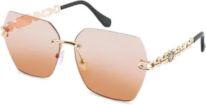 FEISEDY Classic Rimless Sunglasses Women Metal Frame Diamond Cutting Lens Sun Glasses B2567