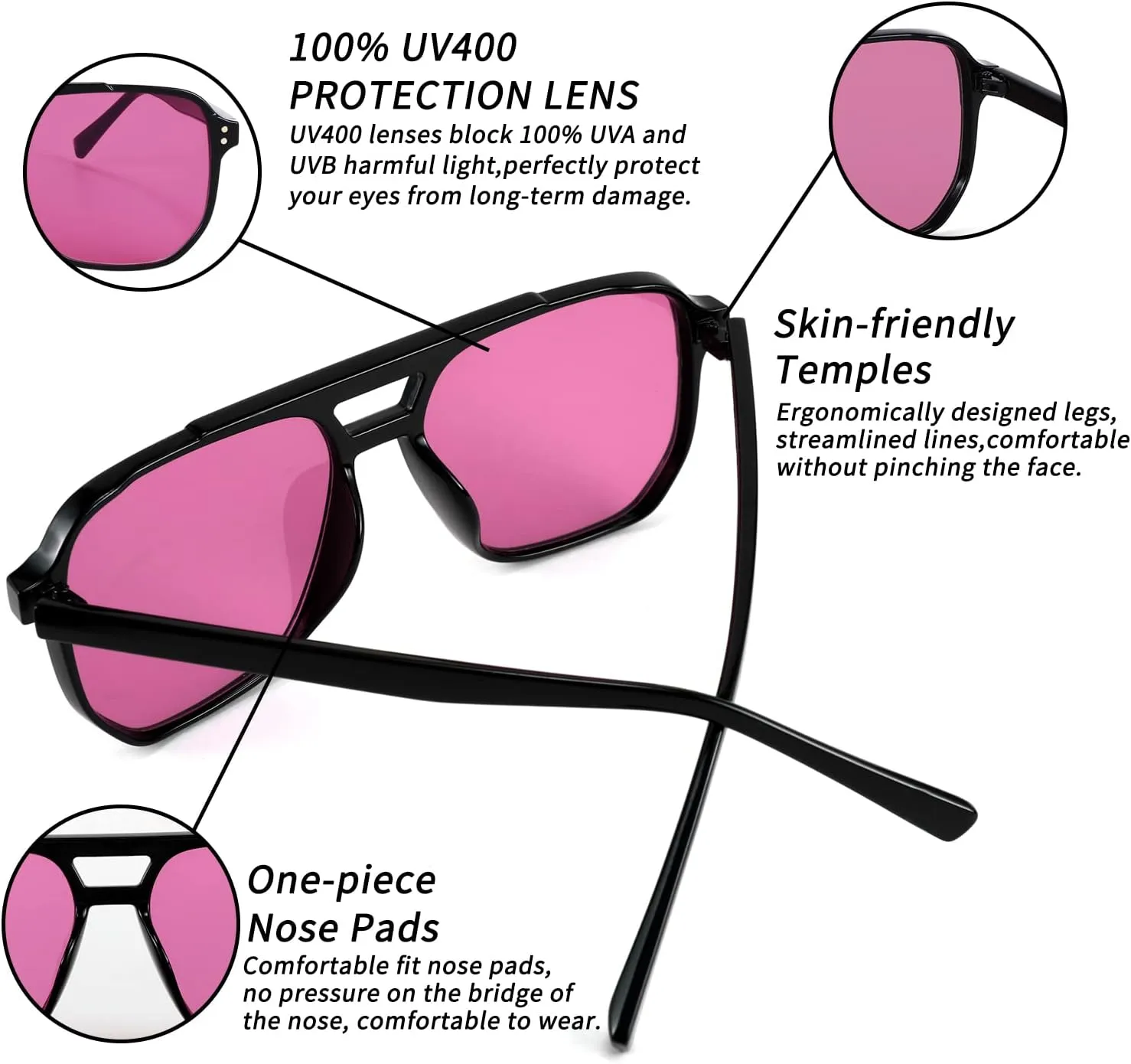 FEISEDY Retro Square Aviator Sunglasses Women Men 70s Vintage Trendy Plastic Frame Sun Glasses B2835