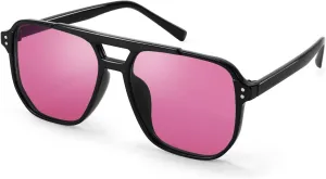 FEISEDY Retro Square Aviator Sunglasses Women Men 70s Vintage Trendy Plastic Frame Sun Glasses B2835