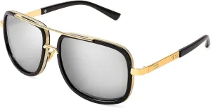 FEISEDY Retro Trendy Aviator Sunglasses Women Men Classic Vintage Square Sunglasses 70s Large Metal Shades B2321