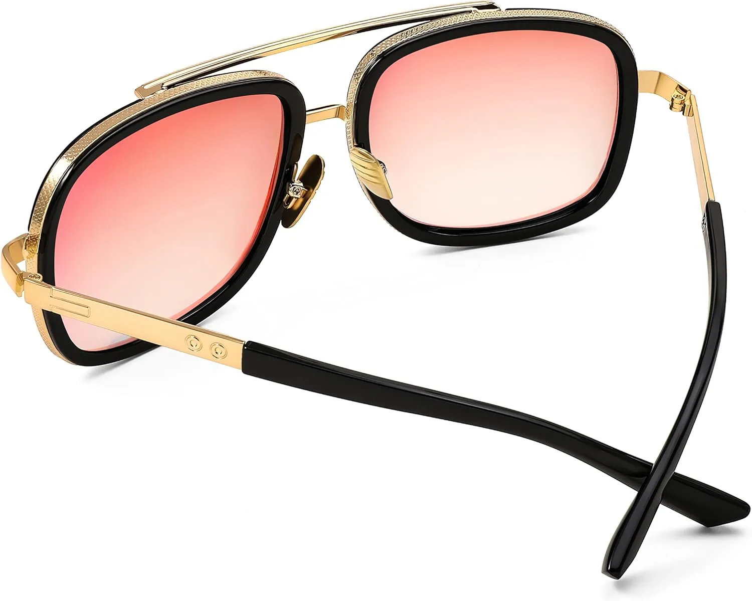 FEISEDY Retro Trendy Aviator Sunglasses Women Men Classic Vintage Square Sunglasses 70s Large Metal Shades B2321