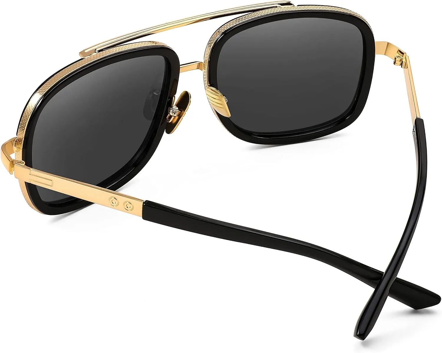 FEISEDY Retro Trendy Aviator Sunglasses Women Men Classic Vintage Square Sunglasses 70s Large Metal Shades B2321