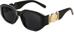 FEISEDY Retro Trendy Rectangle Sunglasses Women Men Vintage 90s Small Narrow Square Sunglasses B2322