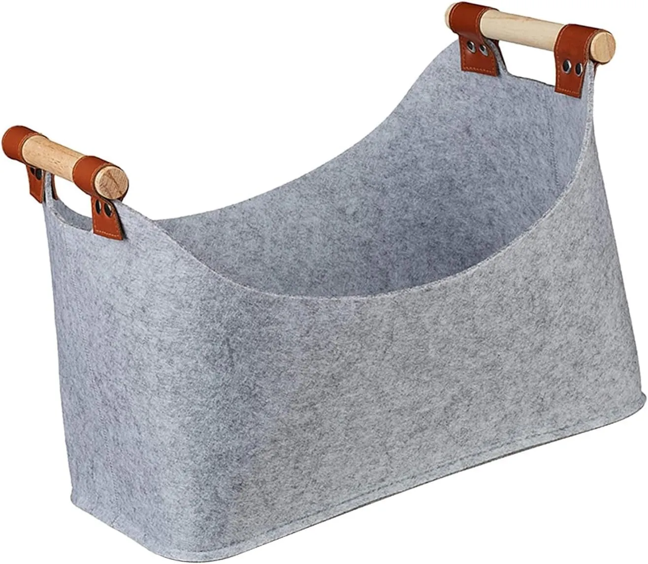 Felt Firewood Bag Log Carrier Heavy Duty Foldable Storage Basket for Outdoor Camping, Gray