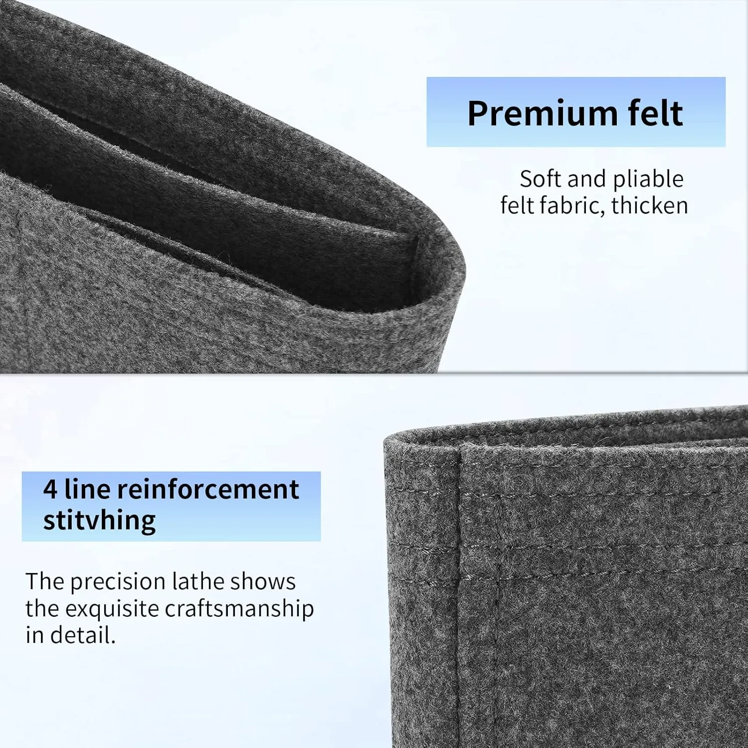 Felt Insert Purse Organizer Fit GG Marmont Matelasse Shoulder Bag, Organizer Handbag Tote Liner Pouch for Women Small Shoulder Bag (Super Mini,Grey)