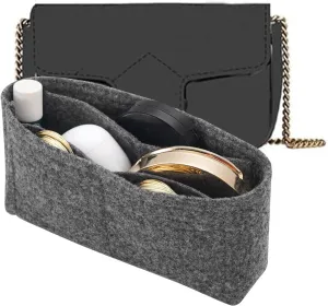 Felt Insert Purse Organizer Fit GG Marmont Matelasse Shoulder Bag, Organizer Handbag Tote Liner Pouch for Women Small Shoulder Bag (Super Mini,Grey)