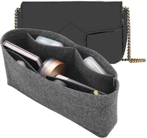 Felt Insert Purse Organizer with Zipper fit GG Marmont Matelasse Shoulder Bag, Organizer Handbag Tote Liner Pouch for Women Inner Bladder Bag Storage Bag (Medium, Grey), GG2-Grey-Medium