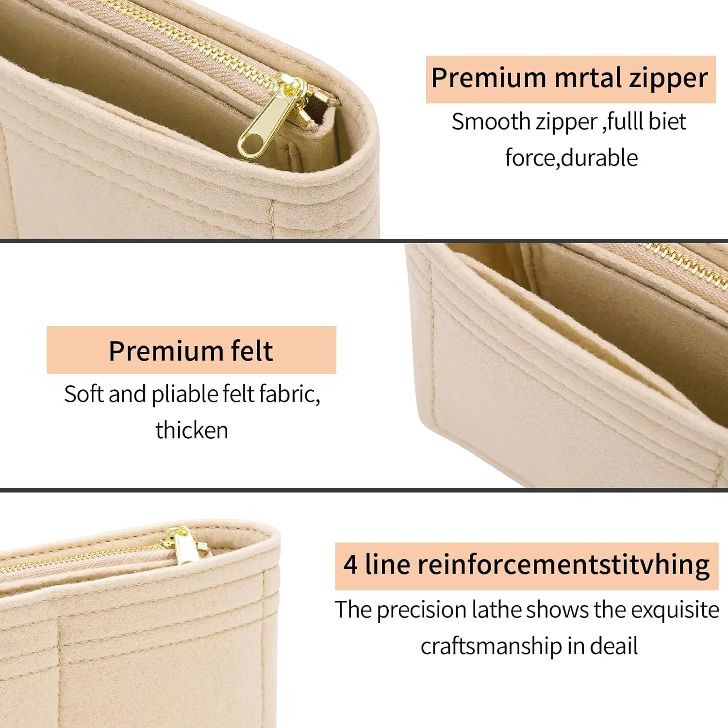 Felt Purse Organizer Insert for GG Marmont Mini Bag Organizer Handbag (Mini, Beige)