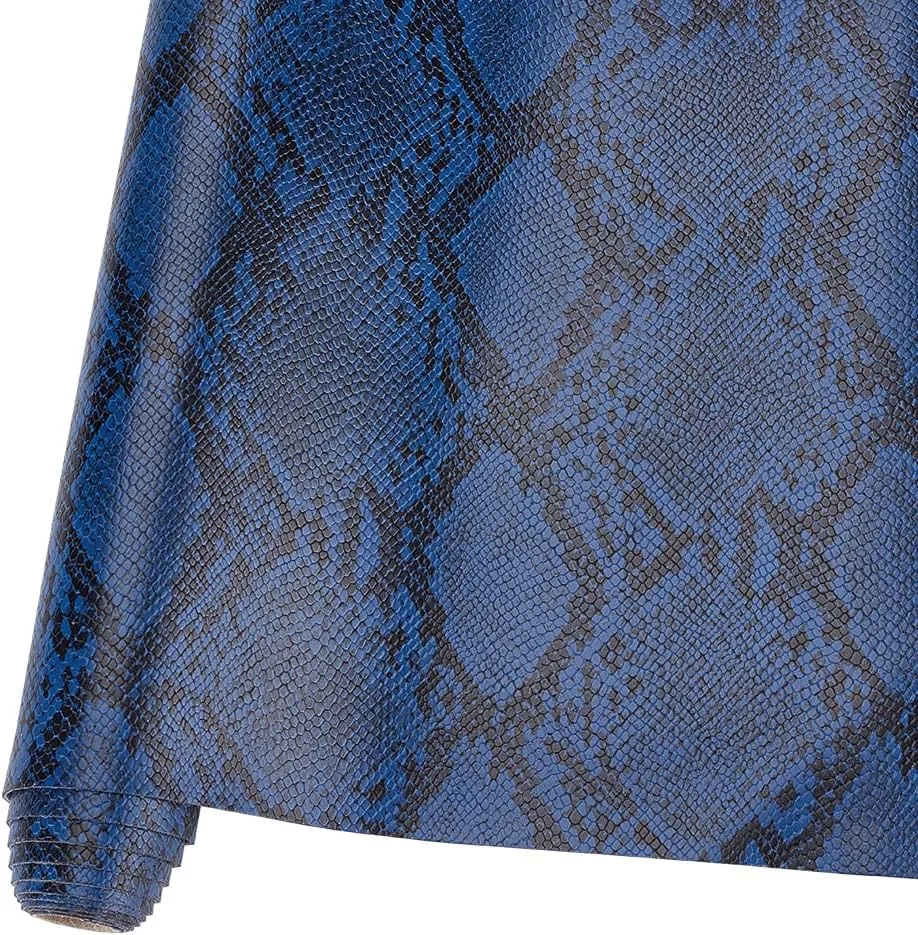 FINGERINSPIRE Snake Skin Leather Sheets 11.8"x53" Marine Blue Snakeskin PU Leather Embossed Texture Snake Skin Faux Leather Snake Artificial Faux Synthetic Leather for Wallets Handbags DIY Projects