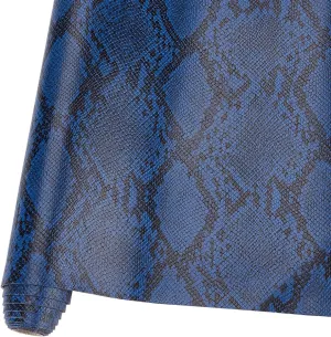 FINGERINSPIRE Snake Skin Leather Sheets 11.8"x53" Marine Blue Snakeskin PU Leather Embossed Texture Snake Skin Faux Leather Snake Artificial Faux Synthetic Leather for Wallets Handbags DIY Projects