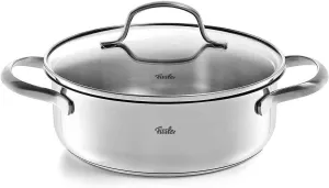 Fissler San Francisco/Stainless Steel Stewing Pot (2.1 L - Diameter 20 cm) Roasting Pan with Glass Lid Pouring Rim Energy Saving - Also Induction