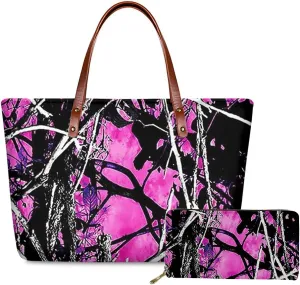 FKELYI Women's 2 Packs Handbags Set Includes Long Wallets with Large Capacity Top-Handle Bag Ladies Shoulder Totes