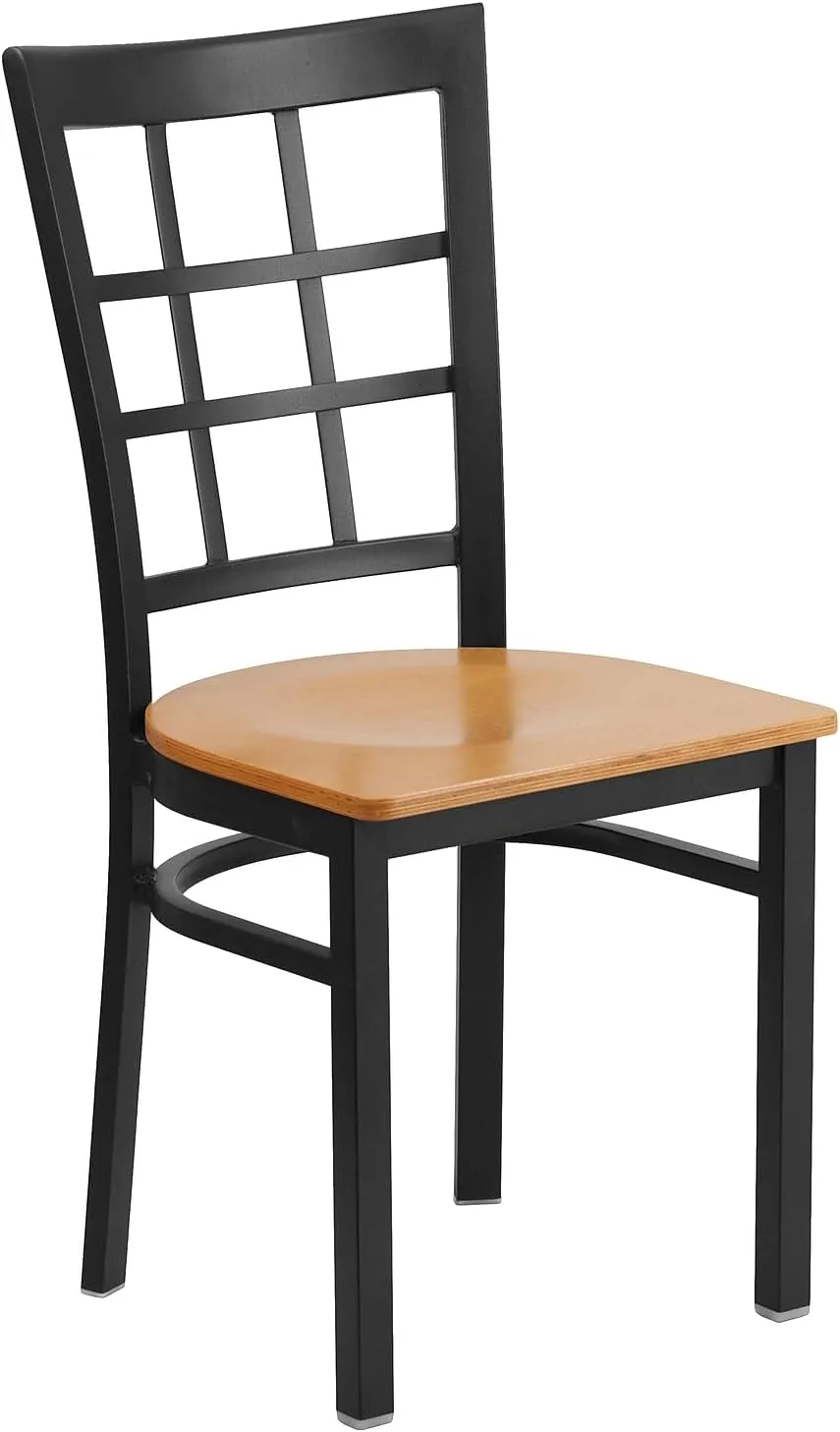 Flash Furniture 2 Pack HERCULES Series Black Window Back Metal Restaurant Chair - Natural Wood Seat