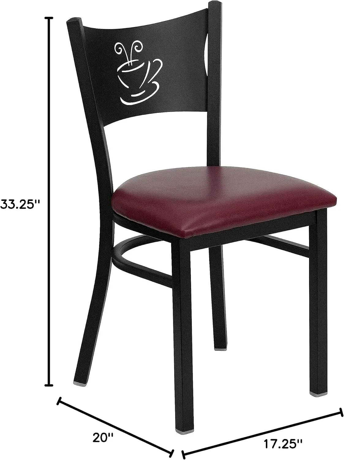 Flash Furniture 4 Pk. HERCULES Series Black Coffee Back Metal Restaurant Chair - Burgundy Vinyl Seat