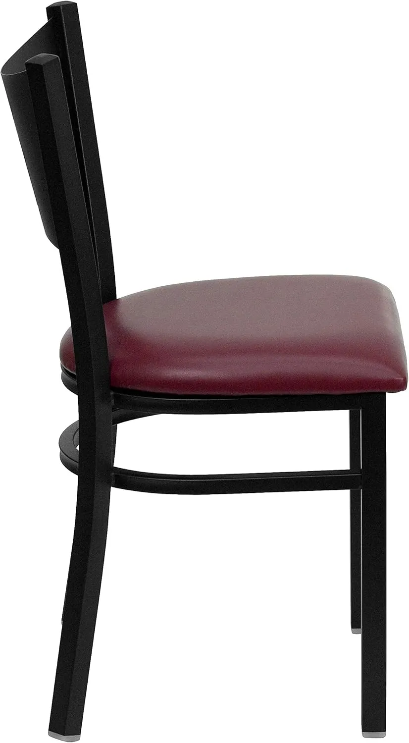 Flash Furniture 4 Pk. HERCULES Series Black Coffee Back Metal Restaurant Chair - Burgundy Vinyl Seat