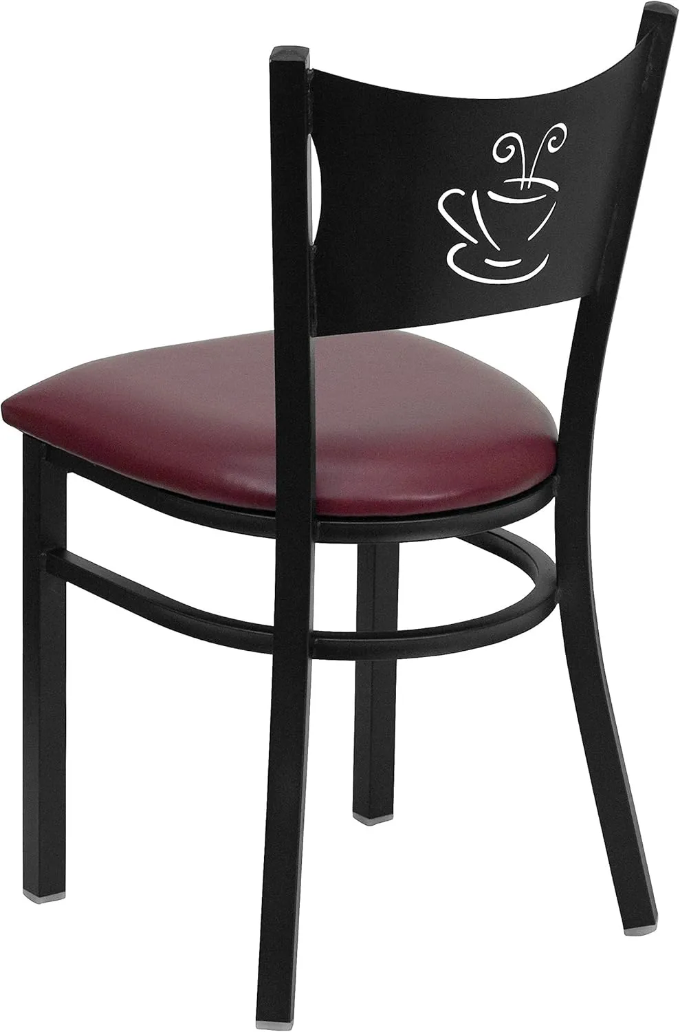 Flash Furniture 4 Pk. HERCULES Series Black Coffee Back Metal Restaurant Chair - Burgundy Vinyl Seat