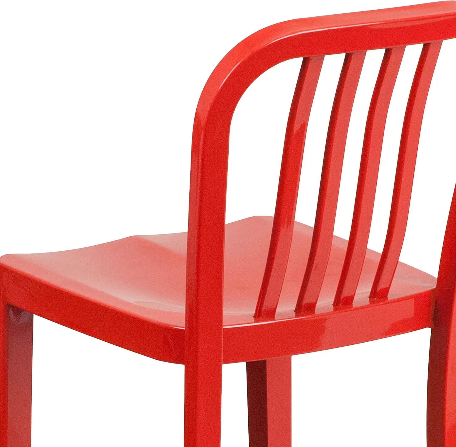 Flash Furniture Commercial Grade 24" High Red Metal Indoor-Outdoor Counter Height Stool with Vertical Slat Back