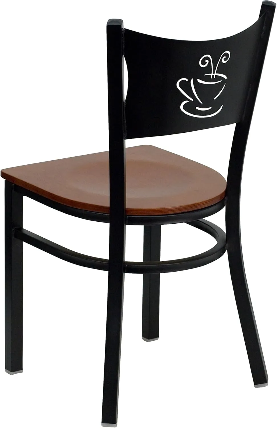 Flash Furniture HERCULES Series Black Coffee Back Metal Restaurant Chair - Cherry Wood Seat