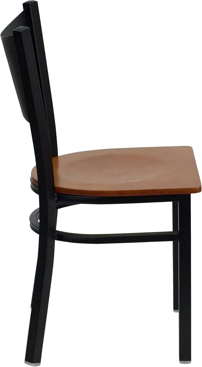 Flash Furniture HERCULES Series Black Coffee Back Metal Restaurant Chair - Cherry Wood Seat