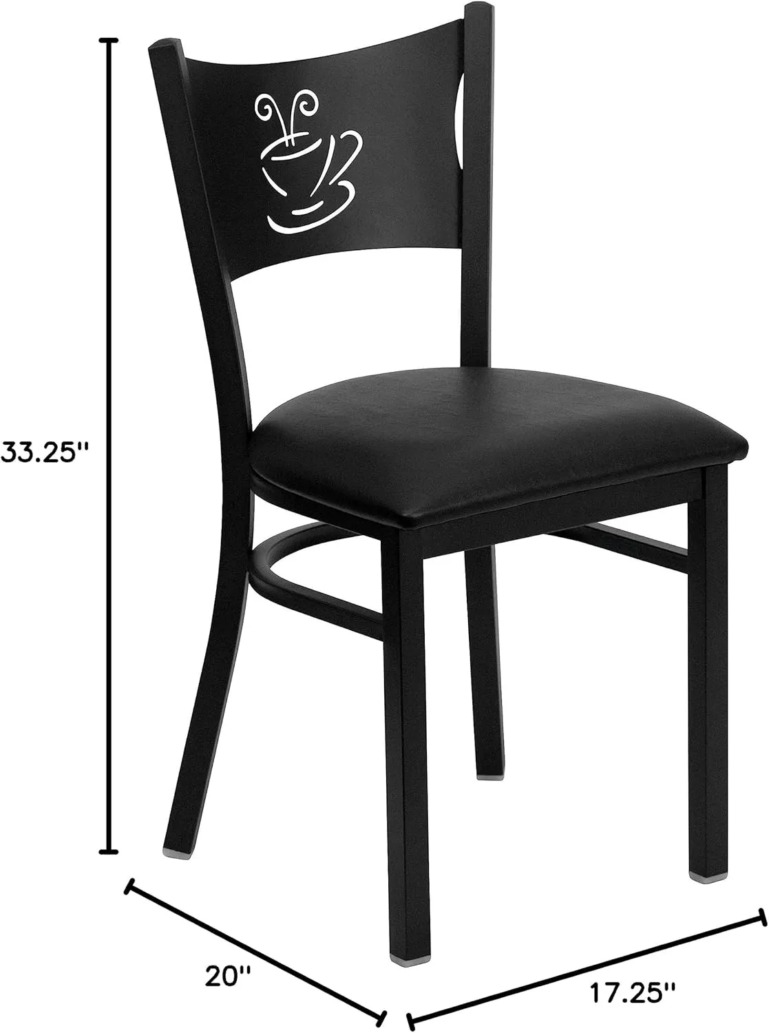 Flash Furniture HERCULES Series Black Coffee Back Metal Restaurant Chair - Cherry Wood Seat