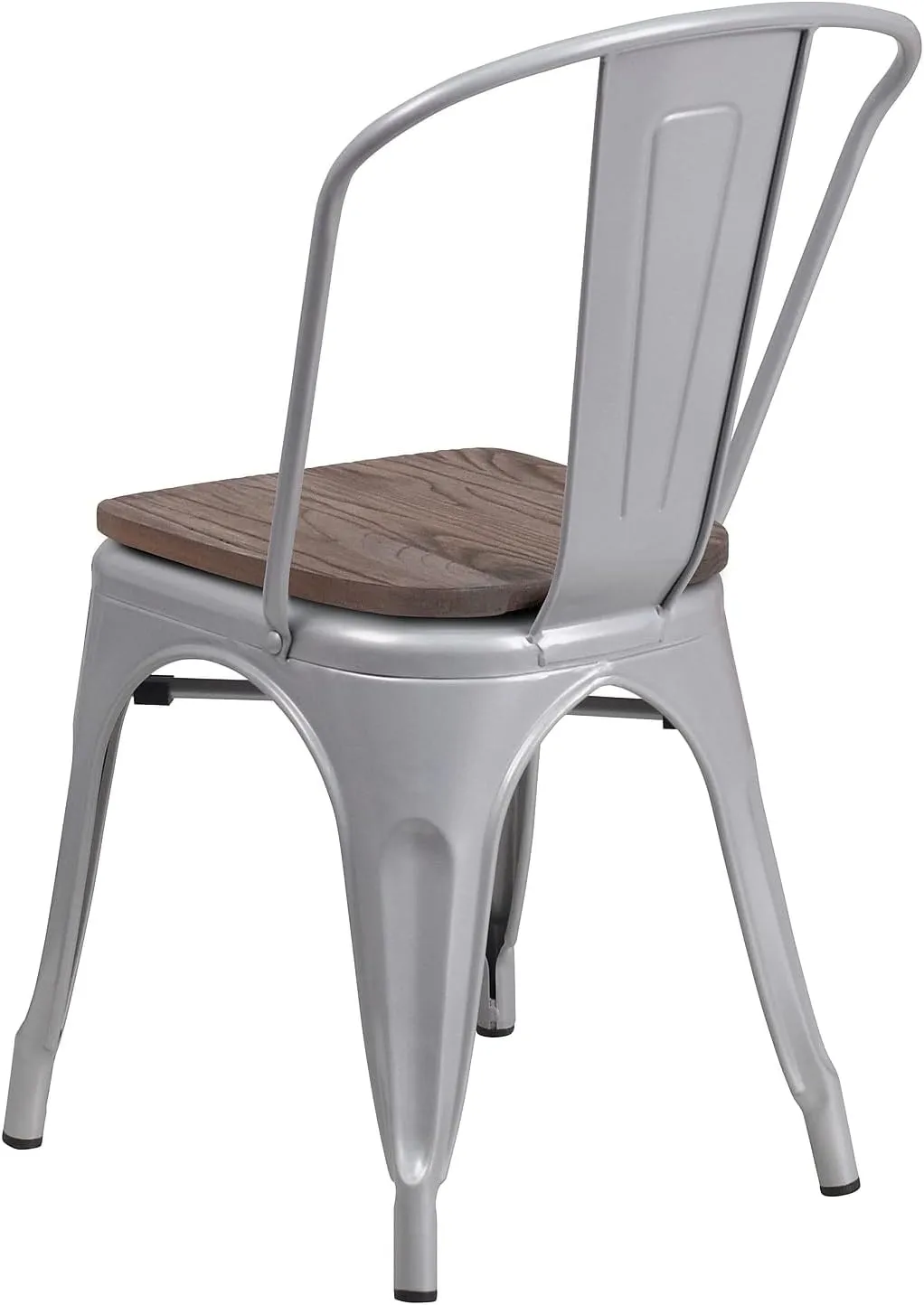 Flash Furniture Luke 4 Pack Silver Metal Stackable Chair with Wood Seat