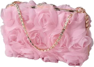 Floral Clutch Purses Women 2025 Elegant Satin Evening Bags Small Purse with Detachable Strap for Wedding Party Prom
