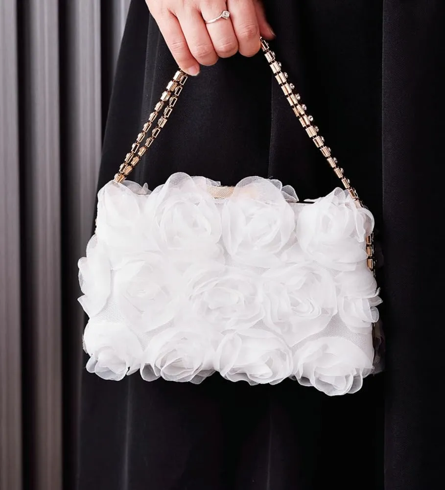 Floral Clutch Purses Women 2025 Elegant Satin Evening Bags Small Purse with Detachable Strap for Wedding Party Prom