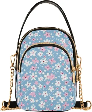 Flowers Blue Cute trendy trendy crossbody bags for women with multi pockets handbag for women for traveling