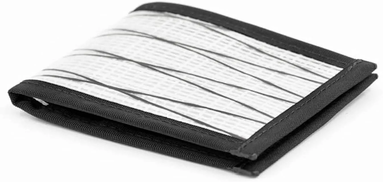 Flowfold Recycled Sailcloth Wallets - Vanguard Bifold Wallet, Front Pocket Wallet, Slim Minimalist Wallets Made in USA (White Sailcloth)