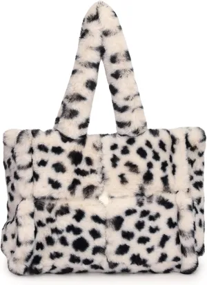 Fluffy Tote Bag, Winter Furry Purse for Women Faux Fur Bag Y2K Plush Purse Fuzzy Shoulder Handbag