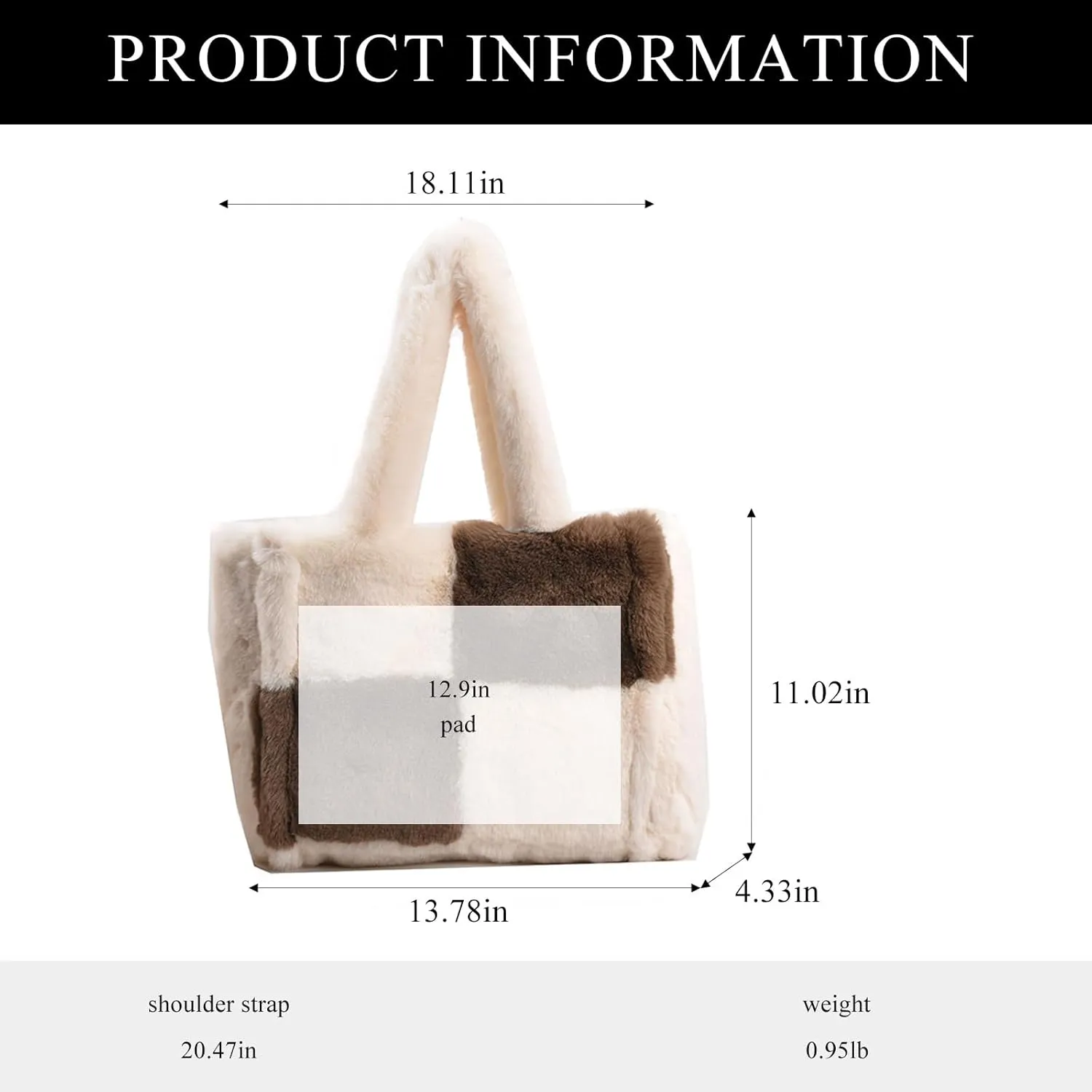 Fluffy Tote Bag, Winter Furry Purse for Women Faux Fur Bag Y2K Plush Purse Fuzzy Shoulder Handbag