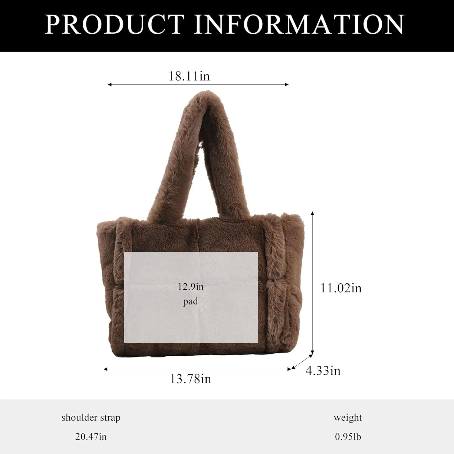 Fluffy Tote Bag, Winter Furry Purse for Women Faux Fur Bag Y2K Plush Purse Fuzzy Shoulder Handbag