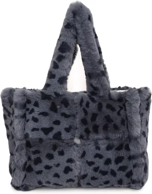 Fluffy Tote Bag, Winter Furry Purse for Women Faux Fur Bag Y2K Plush Purse Fuzzy Shoulder Handbag
