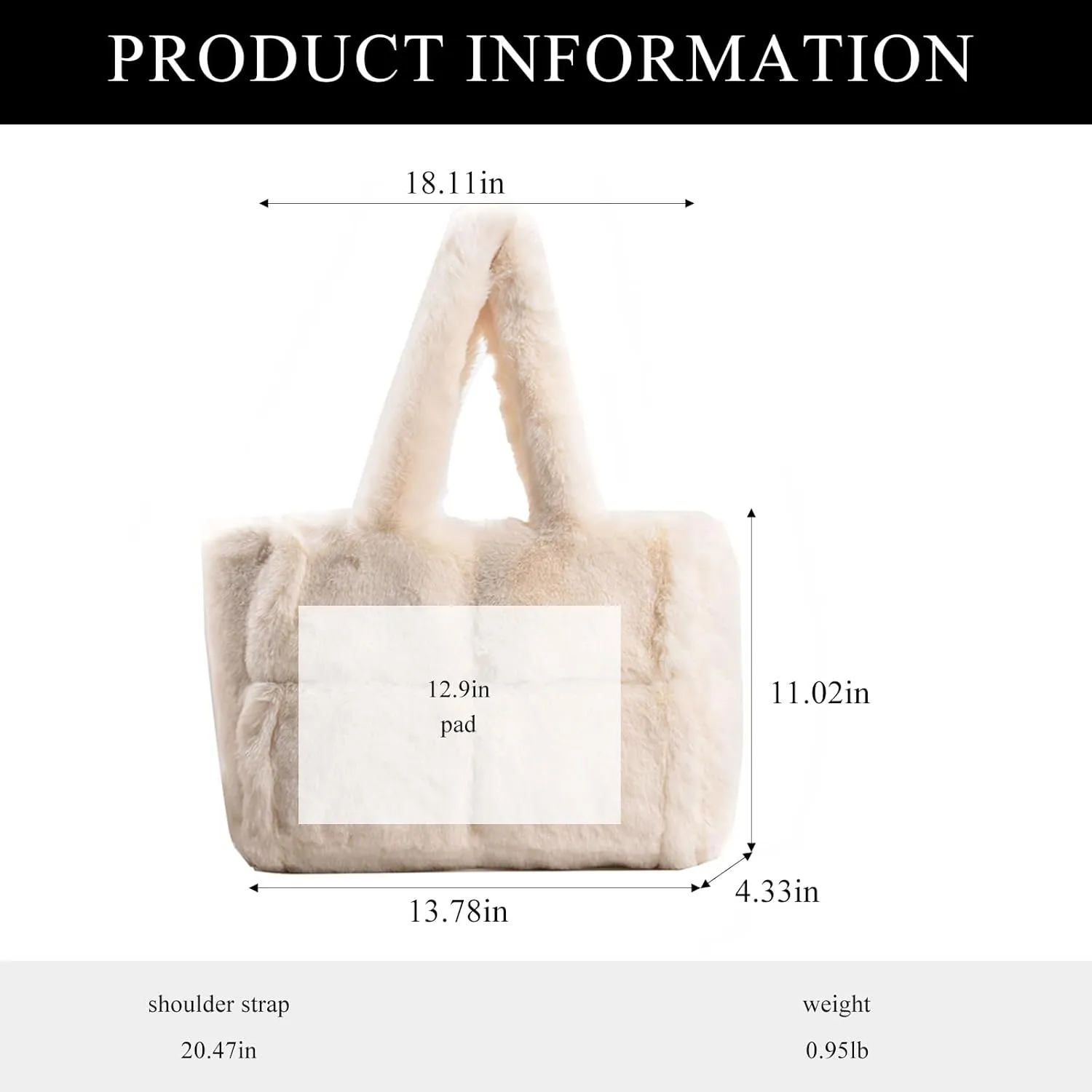 Fluffy Tote Bag, Winter Furry Purse for Women Faux Fur Bag Y2K Plush Purse Fuzzy Shoulder Handbag