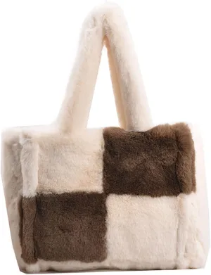 Fluffy Tote Bag, Winter Furry Purse for Women Faux Fur Bag Y2K Plush Purse Fuzzy Shoulder Handbag