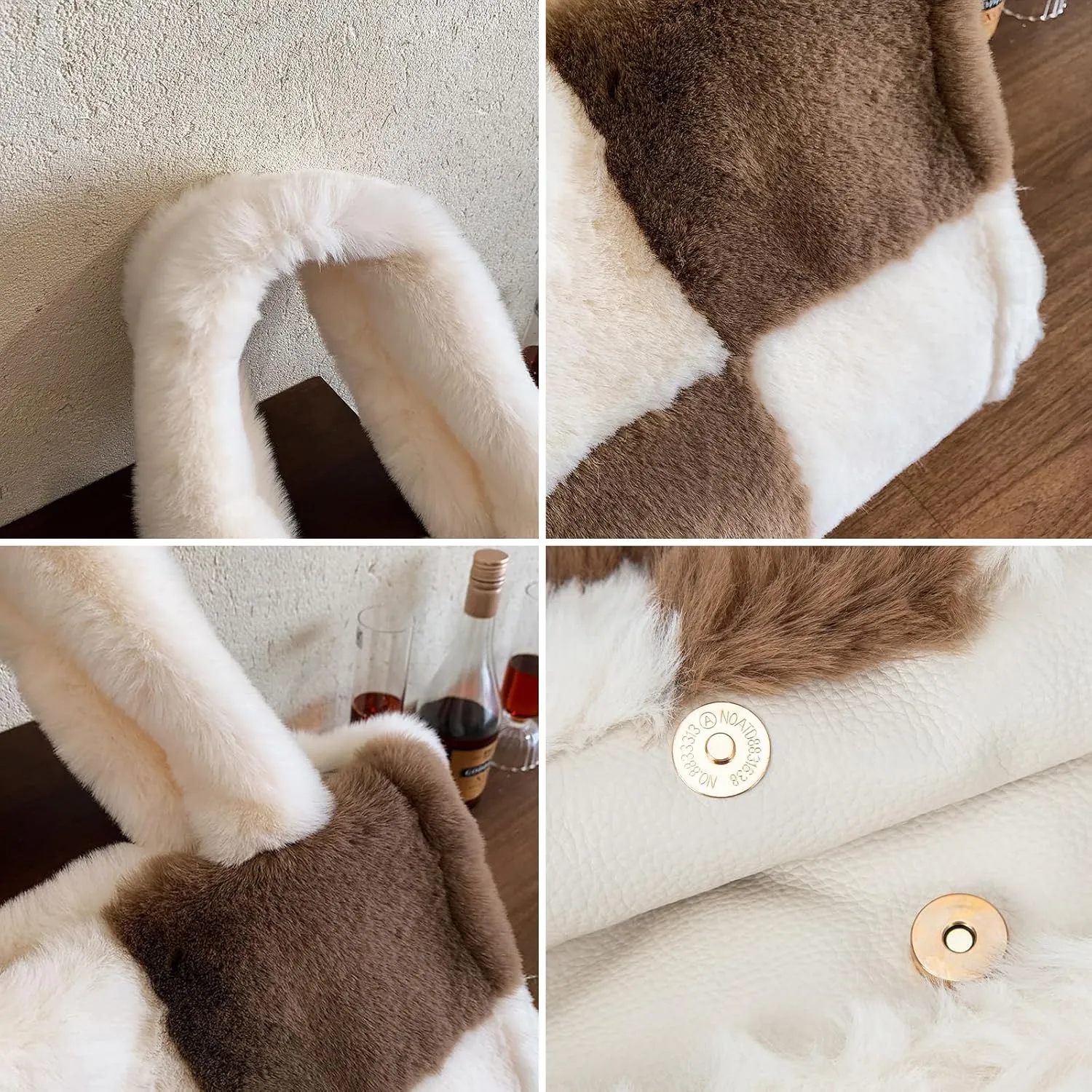 Fluffy Tote Bag, Winter Furry Purse for Women Faux Fur Bag Y2K Plush Purse Fuzzy Shoulder Handbag