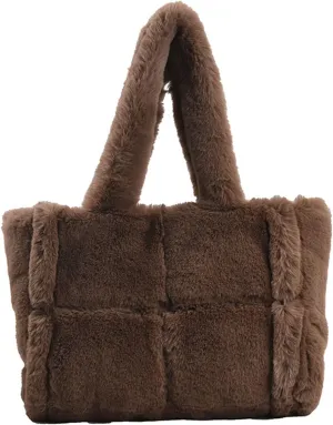 Fluffy Tote Bag, Winter Furry Purse for Women Faux Fur Bag Y2K Plush Purse Fuzzy Shoulder Handbag