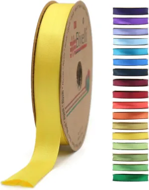 Fold Satin Bias Tape - 99  Colors - 3/4 Inches Wide - 27 Yards - Fold Satin Binding Bias Ribbon Fabric Piping Bias Binding Tape for Sewing Clothing DIY (25. Yellow) BYS25